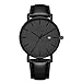 Vigor Rigger Mens Womens Ultra-Thin Watch Black Wristwatch for Men Classic Minimalist Design with Date Calendar Soft Leather Strap (dark grey)