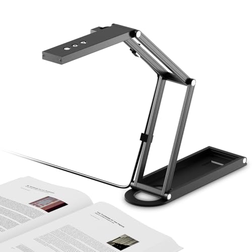 NetumScan 4K USB Book Document Camera & Webcam with Built-in Microphone & AutoFocus, USB Visualiser A3-Size, Built-in 3-Level LED, Foldable for Web Distance Learning&Teaching Compatible MacOS&Windows