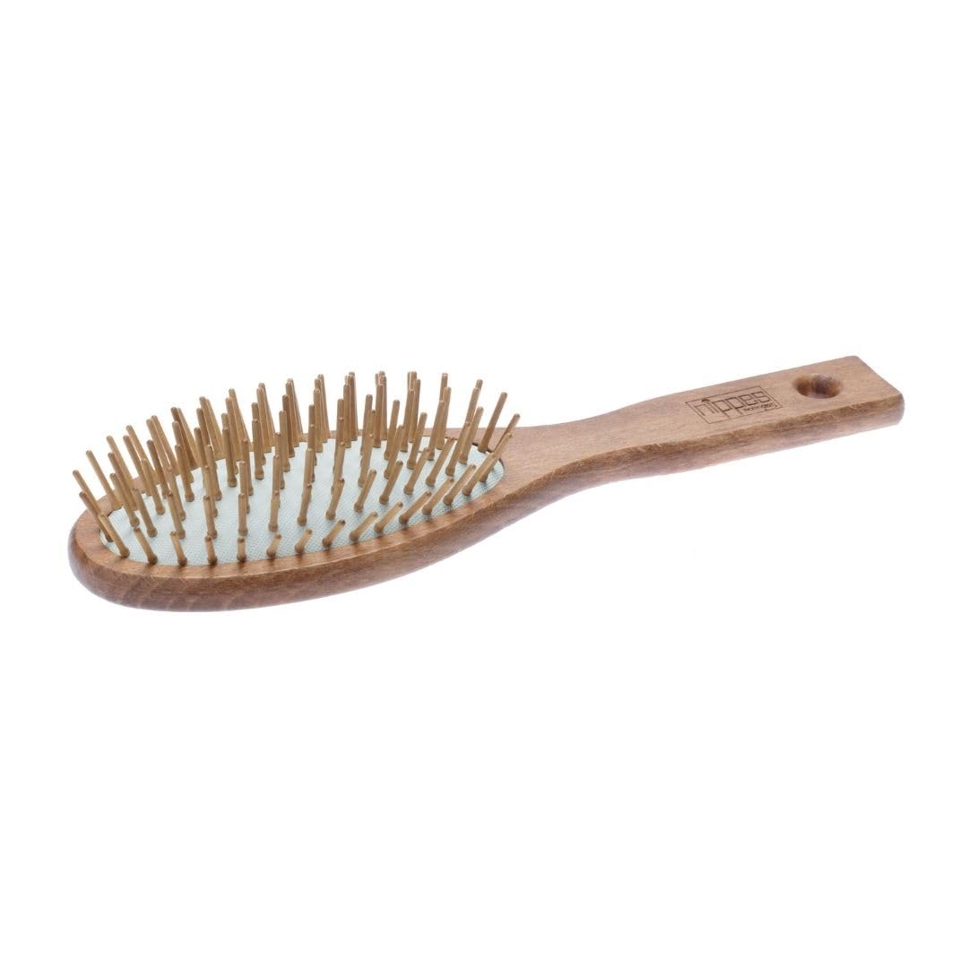 nippes Solingen Antistatic Pneumatic Hair Brush | Waxed Beech Handle | Special Wood Pins Stimulate Blood Circulation | Detangle Hair Without Damaging It | Large, Oval — image 1
