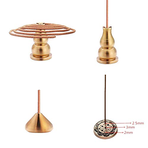 DK177 Incense Stick Holder Brass Lotus Inscent Coil Burner Disc for Resin Granular Powder Ash Catcher Cinnamon Organic Citronella Dish (Rose Gold)