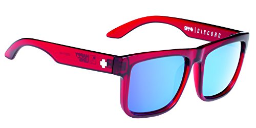 Spy Optic Discord Flat Sunglasses, Trans Red,Happy Bronze & Light Blue Spectra, 57 mm