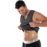 NINGMI Neoprene Slimming Vest Sweat Sauna Suits Gym Mens Weight Loss Shapewear,Gray black,Large