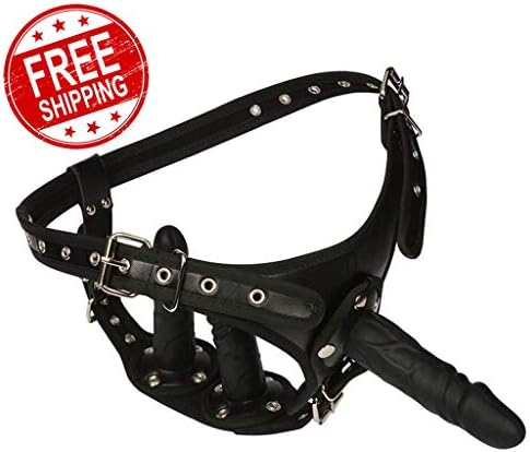 Black Women's Triple Penetration Strap Harness Kit Fun 524