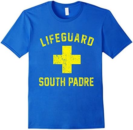 Mens Lifeguard South Padre Beach Red White Swimming Pool T Shirt Large Royal Blue