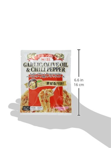 S&B GARLIC OLIVE OIL AND CHILI PEPPER PEPERONCINO SPAGHETTI SAUCE, 1.57 OUNCE