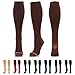 NEWZILL Compression Dress Sock (15-20mmHg) for Men & Women - Cotton Rich Comfortable Socks - BEST Stockings for Business Casual, Running, Medical, Athletic, Edema, Diabetic (L/XL, Brown)