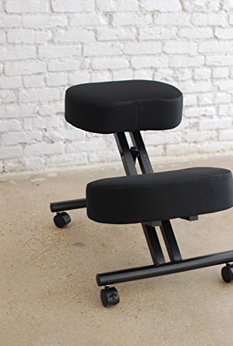 Sleekform Kneeling Posture Chair | Ergonomic Office Desk Knee Stool Relieving Back & Neck Pain | Computer Seat, Wheels & Adjustable Height | Backless Meditation Seat | 4" Ergo Mesh Cushions