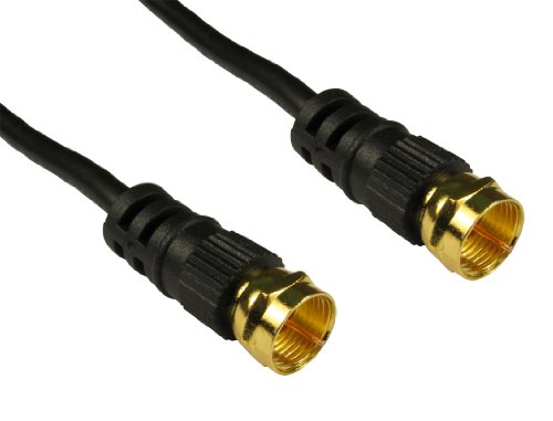 World of Data 1m F-Type Satellite Cable | 24k Gold Plated | 75ohm | Coax, Antenna, F-Connector, Aerial, Lead | BLACK colour