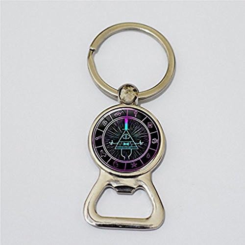 Bill Cipher Wheel Scrabble Pendant，Unique Hand Designed Gravity Falls "Psychadelic" Bill Cipher Inspired Pendant Bottle Opener KeyChain Gift / Gifts for Men &amp; Women