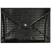 Heaven Mayhem Laptop Sleeve – 15.25" x 10.5" Black Crocodile-Textured Faux Leather Case – Sleek Envelope-Style Protection with Gold Logo – Fits Most Laptop Models
