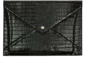 Heaven Mayhem Laptop Sleeve – 15.25" x 10.5" Black Crocodile-Textured Faux Leather Case – Sleek Envelope-Style Protection wit