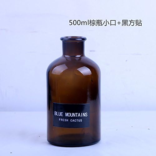 ZHFC Home Decor ZHFC-Brown glass bottle vase flower stickers Home Furnishing decoration decoration, 500ml brown bottle mouth black paste