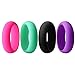 Aven womens Silicone Wedding Ring - 4 Rings Pack - 5.5mm Wide(2mm Thick)-Black, Pink, Purple, Turquoise(7.5)