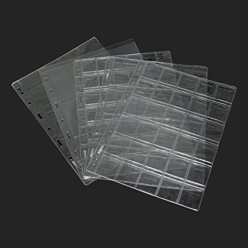 15 Sheets Plastic Coin Pocket Pages 5 Sizes Standard 9Hole Coin Money