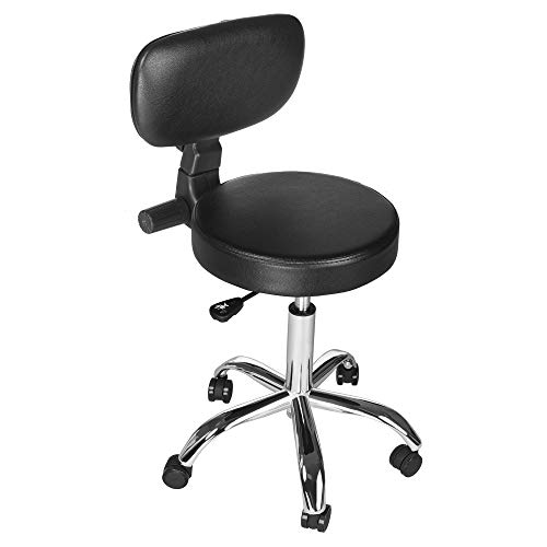 Staron Hydraulic Lift Height Adjustable Rolling Swivel Stool Chair with Round Beauty Seat with Backrest for Treatment of Salon,Massage, Factory, Shop (Black)