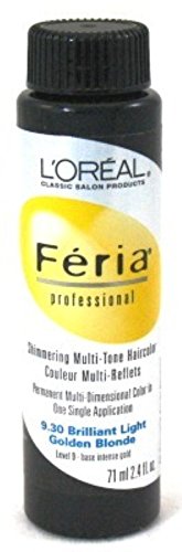 Loreal Feria Color #9.30 2.4oz Brilliant Light Golden Blond (3 Pack)
