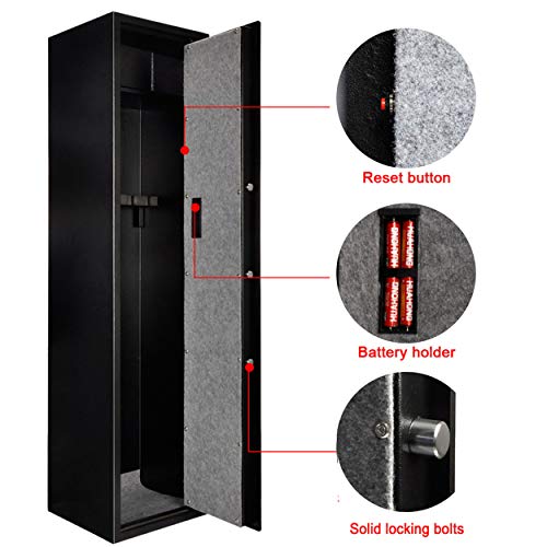 Moutec Electronic Rifle Safe, Quick Access 5-Gun Large Metal Rifle Gun Security Cabinet (with/Without Scope) with Separate Pistol/Handgun Lock Box