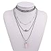 Zhenhui Multi Layers Tattoo Choker Necklace 3pcs Set Vintage Stretch Quarz Necklace Elastic Henna Gothic Punk Elastic Women Jewelry Set (Pink)