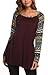 POGTMM Women's Casual Round Neck Geometric Basic T-shirts Swing Long Sleeve Tunic Tops Plus Size