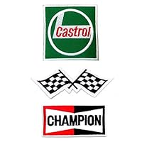 Set_MOTOR002 - Castrol Oil Patch, Auto Racing Patches Set - Motor Patches - Applique Embroidered patches - Iron on Patches - Backpack Patches - Size : Champion Patch ( 9 X 3 Cm.), Racing Flag Patch ( 8 X 8 Cm.), Castrol Oil Patches ( 8 X 8 Cm.)