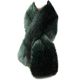 Dikoaina Women's Winter Fake Faux Fur Scarf Wrap Collar Shawl Shrug (One size, Dark green)