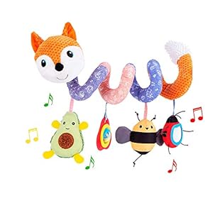 ORZIZRO Car Seat Toys, Baby Plush Spiral Hanging Toys for Stroller Crib Bar Bassinet Car Seat Mobile with Music Box BB…