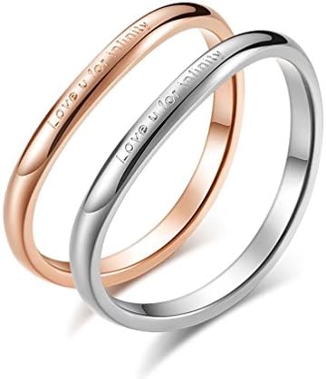KAIYUFU Jewelers 2mm Width Titanium Steel Women Ring Rose Gold Plated Love u for Infinity-Wedding Bands Engagement Best Gifts for Her