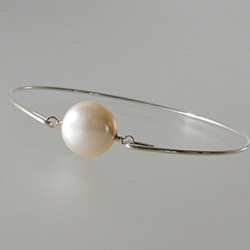 Swarovski Simulated Coin Pearl Bangle Bracelet - ss