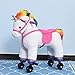 Qaba Walking Unicorn Horse Toy with Wheels and Sound for Kids, Plush Ride-On Battery Operated, White