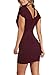 Linsery Women's Cap Sleeve Plunge V Neck Beautiful Dresses XL Wine Red