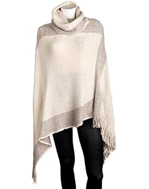 Women's Thick Warm Knitted Winter Shawl Cape Poncho Wrap with Cowl Neck
