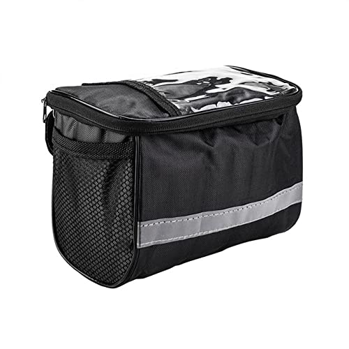 Photo 1 of Collapsible Bike Basket, Large Capacity Bike Handlebar Bag, Multi-Purpose Detachable Bicycle Front Basket, Front Storage Bag With Reflective Strip for Shopping Commuter Pet Camping Outdoor black