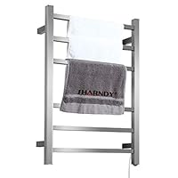 SHARNDY Electric Towel Warmers 3+3 Square Bars ETW13C Brush Nickel Towel Racks Bathroom 68W UL Listed