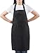 SEW UR LIFE (5 set Black Professional Resist Water Adjustable Extra Long Bib Apron 3 Pockets Home Kitchen Garden Restaurant Cafe Bar Pub Bakery for Cooking Chef Baker Servers Craft Unisex