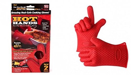 Hot Hands Heat Resistant Silicone Gloves Mitts For Grilling, BBQ, Kitchen, Cooking