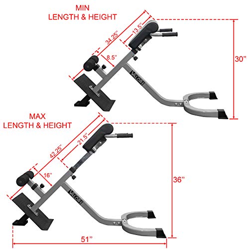 Valor Fitness CB-13 Adjustable Roman Chair/Back Extension Bench Hyperextension Machine Lower Back Exercise Equipment for Back Workout and Ab Bench - Thumbnail 6