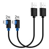 SUNGUY (2-Pack,2ft x2) Short 90 Degree Micro USB Cable Right Angle Fast Charging & Data Sync Cord Compatible with Samsung Galaxy S7 Edge,RAVPower,Anker Powercore Power Bank,Kindle Fire HD and More