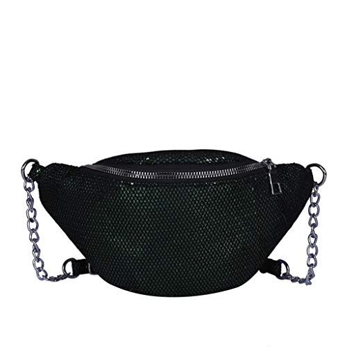 Meidexian888 Unisex Fashion Sequin Grid Chest Bag, Zipper Opening Crossbody Bag, for Outdoors Sports Travel (Green)