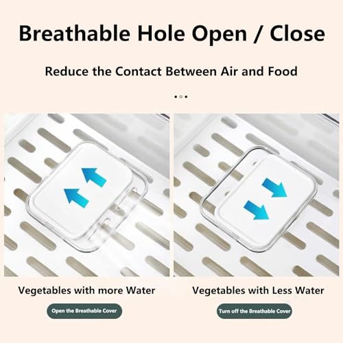 Clear Stackable Fridge Organizers & Storage XVersion 2PCS Large Fridge Storage Containers with Draining Tray - Organizer Boxes for Vegetables & Fruits (V2)
