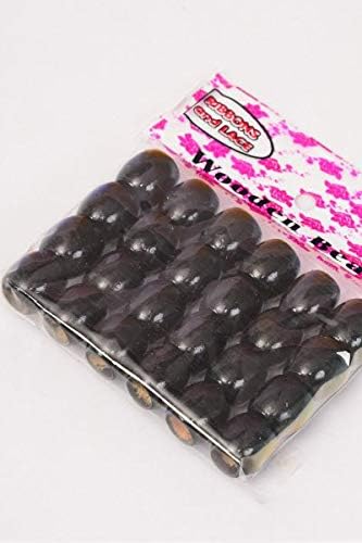Large 16mm Wood Hair beads in multiple colors. Each pack includes 24 beads Black