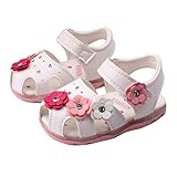 Binmer(TM) Baby Flowers Girls Sandals Lighted Soft-Soled Princess Baby Shoes (Length:12.5CM；Age:1-2Y, white)