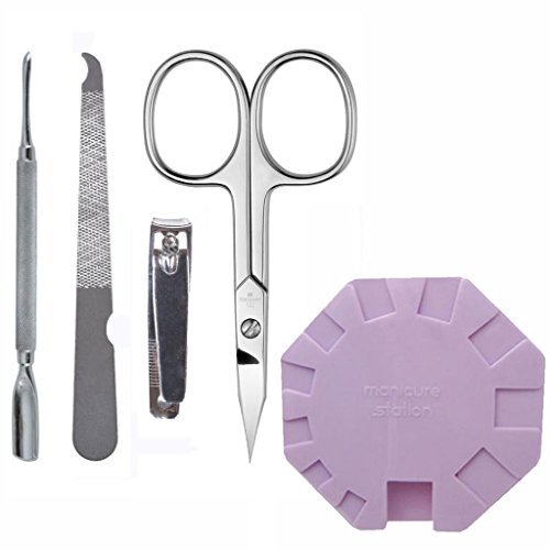 4 Piece Travel Manicure Set Plus Manicure Station for Perfect Nails all the Time