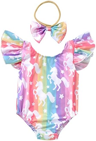 HIHA Toddler Girl Baby Ruffles Mermaid Fish Scale Swimsuit One