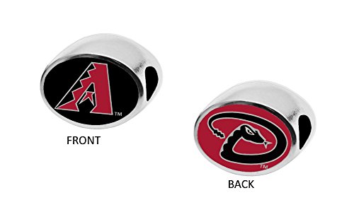Arizona Diamondbacks 2-Sided Bead Fits Most Bracelet Lines Including Pandora, Chamilia, Troll, Biagi, Zable, Kera, Personality, Reflections, Silverado and More Charm Bead Fits Pandora Style Bracelets
