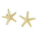 UM Jewelry Charm Womens Titanium Stainless Steel Starfish Stud Earrings Gold