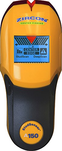 Zircon Stud Finder DIY/Pro StudSensor A150 Wall Scanner; StudScan / DeepScan Modes Detect Edges and Center of Wood / Metal Studs to 1 ½