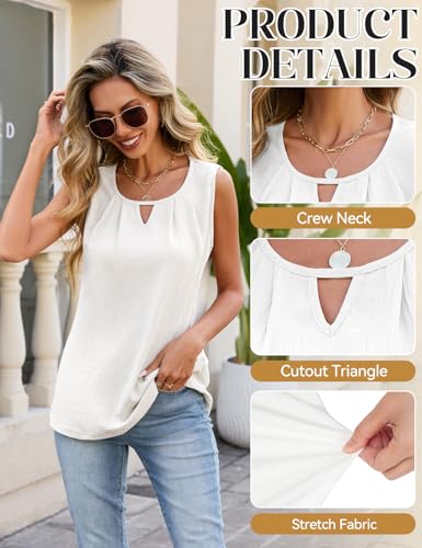Fashora Women's Summer Round Neck Tank Tops Sexy Loose Tank Top Casual Plain Blouse Elegant Keyhole for Women