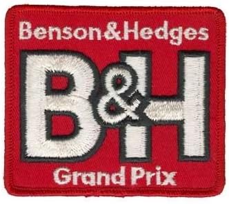Benson & Hedges Red Grand Prix 1970s Vintage Embroidered Sew On, Iron On Decorative Original Collector's Patch, 3 1/2 x 3 inches