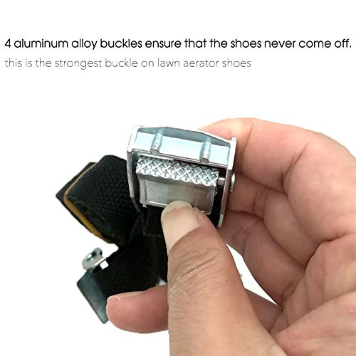 shsyue Lawn Aerator Shoes, 4 Adjustable Straps Universal Size ，4 Aluminum Alloy Buckles Spiked Aerating Lawn Sandals, 26 Nails for Aerating Your Lawn or Yard - Thumbnail 3