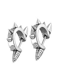 aroncent 3 5 Pares Acero Inoxidable Mens Womens Stud Earring Piercing Spike Remaches de cono Taper Ear Stud, acero inoxidable, ARN00002